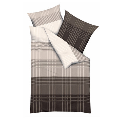 Bettwäsche Kaeppel Biber 423-516 Zones kariert kaffee taupe 155x220