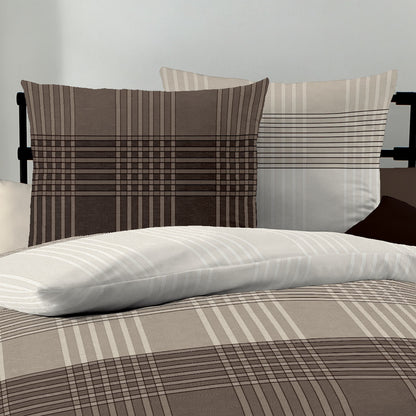 Bettwäsche Kaeppel Biber 423-516 Zones kariert kaffee taupe 155x220