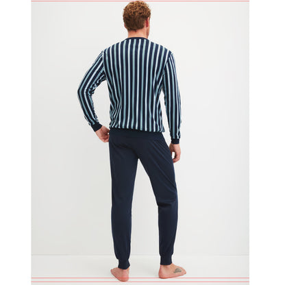 Calida Herren Pyjama lang Bündchen Relax Choise saphir blue 42967-480