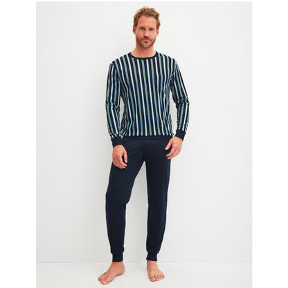 Calida Herren Pyjama lang Bündchen Relax Choise saphir blue 42967-480