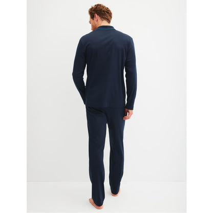 Calida Herren Pyjama lang knöpfbar Relax Choise saphir blue 42968-480