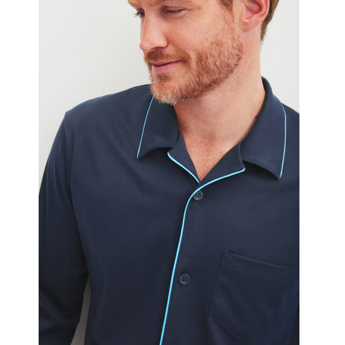 Calida Herren Pyjama lang knöpfbar Relax Choise saphir blue 42968-480