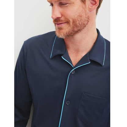 Calida Herren Pyjama lang knöpfbar Relax Choise saphir blue 42968-480