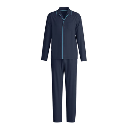 Calida Herren Pyjama lang knöpfbar Relax Choise saphir blue 42968-480