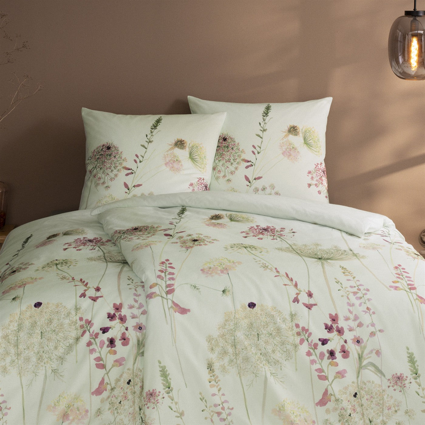 Estella Flanell Bettwäsche Meadow 4406-520 Wiesenblumen mint 135x200