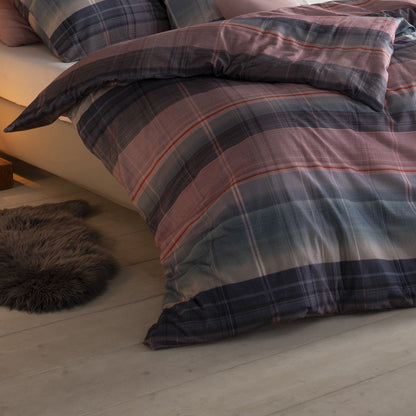 Estella Flanell Bettwäsche St. Moritz 4414-985 Streifen Blau 135x200