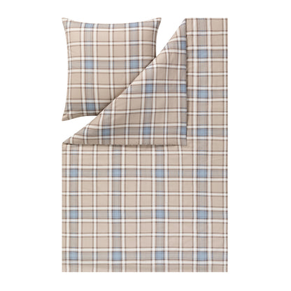 Estella Flanell Bettwäsche Quirin 4448-200 kariert beige blau 135x200