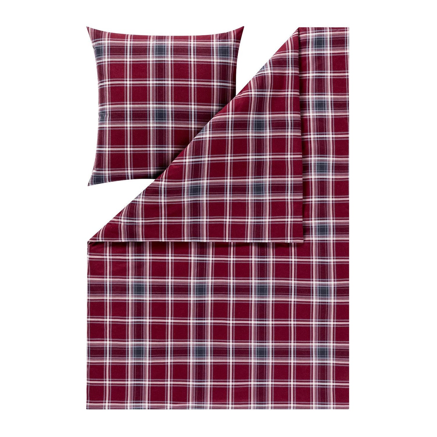 Estella Flanell Bettwäsche Ouirin 4448-460 Kariert Rot Grau 135x200