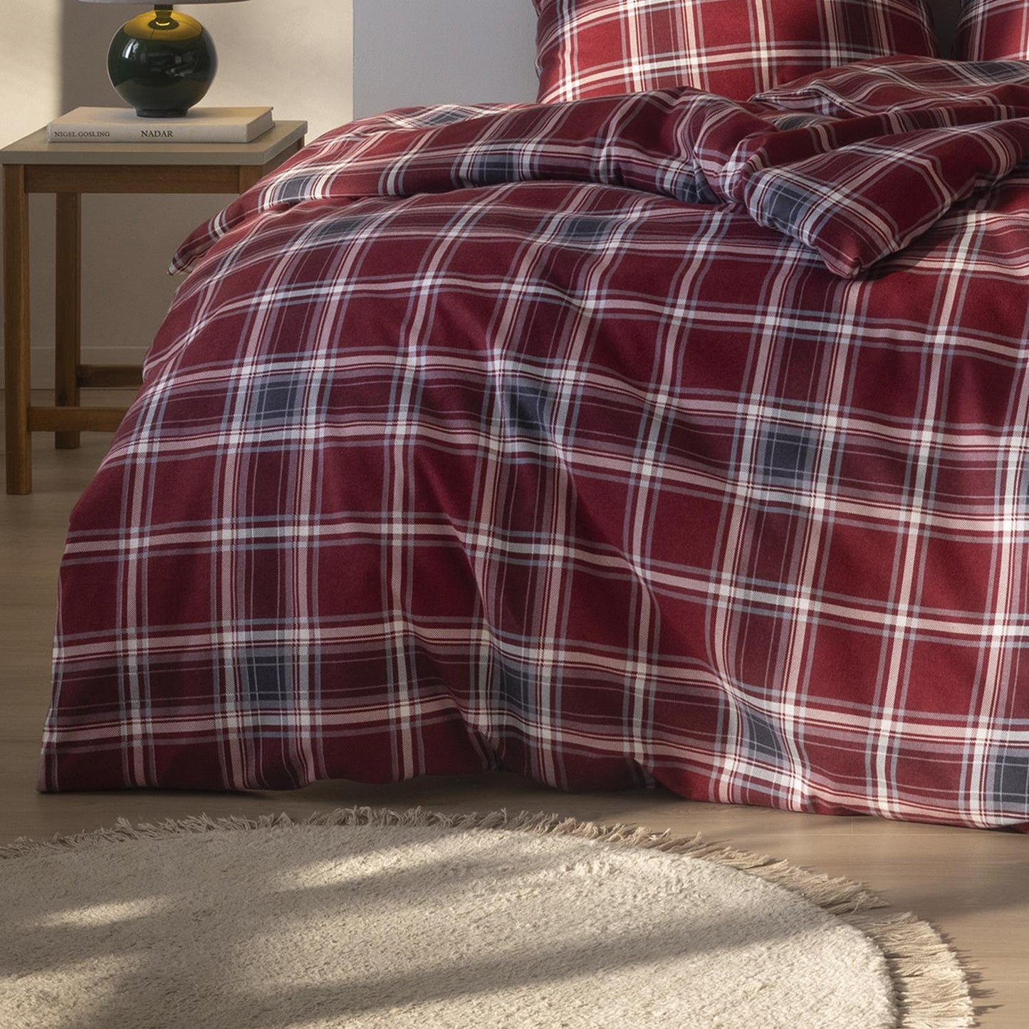 Estella Flanell Bettwäsche Ouirin 4448-460 Kariert Rot Grau 135x200