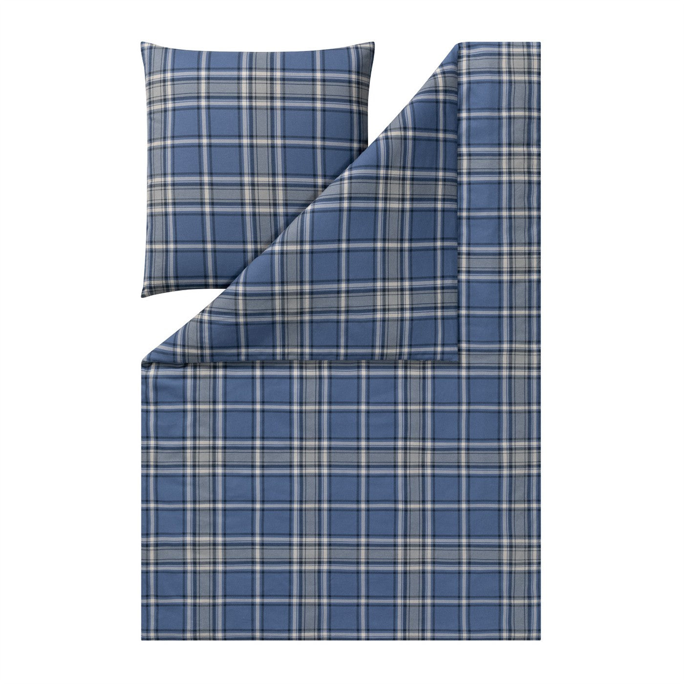Estella Flanell Bettwäsche Quirin 4448-600 kariert blau grau 135x200