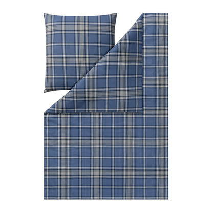 Estella Flanell Bettwäsche Quirin 4448-600 kariert blau grau 135x200
