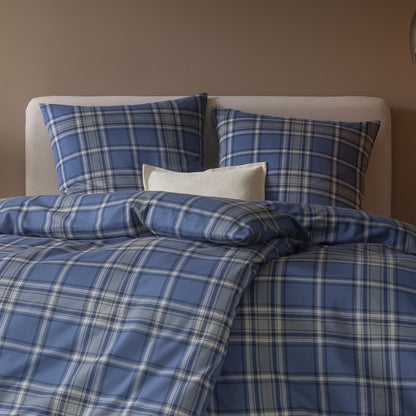 Estella Flanell Bettwäsche Quirin 4448-600 kariert blau grau 135x200