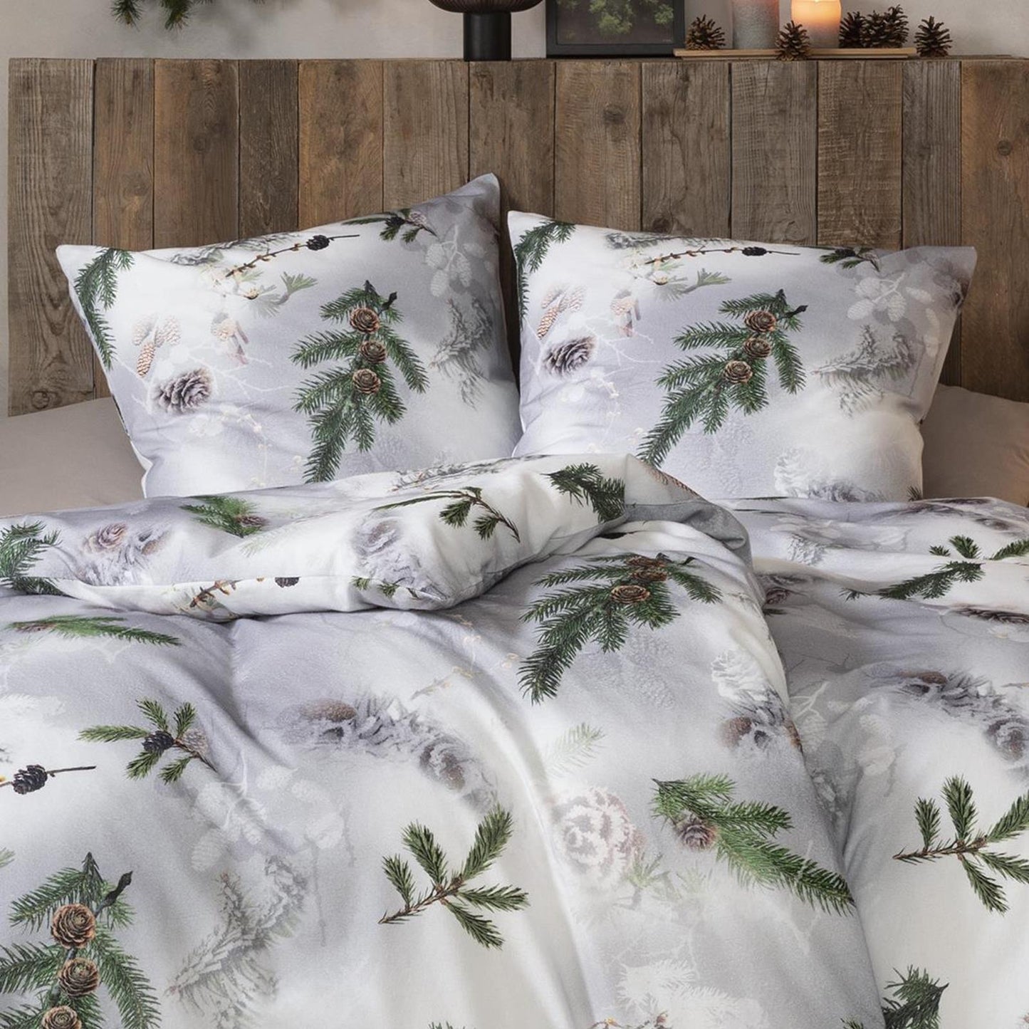 Estella Flanell Bettwäsche Pine Twigs 4455-820 Tannenzapfen 135x200