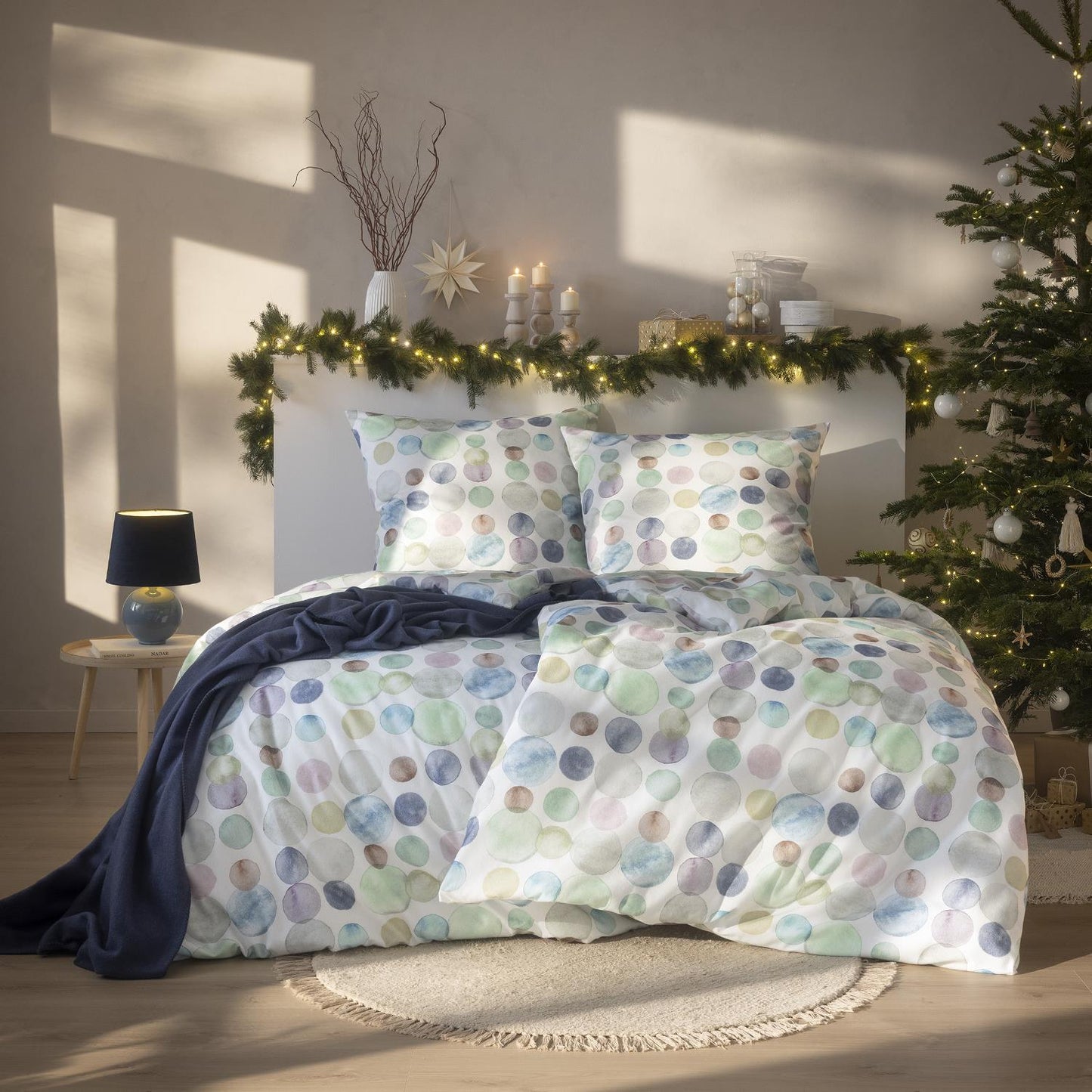Estella Flanell Bettwäsche Colour Dots 4466-520 Punkte Mint 135x200