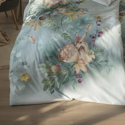 Estella Flanell Bettwäsche Ferdinand 4468-530 Reh Fuchs Grün 135x200