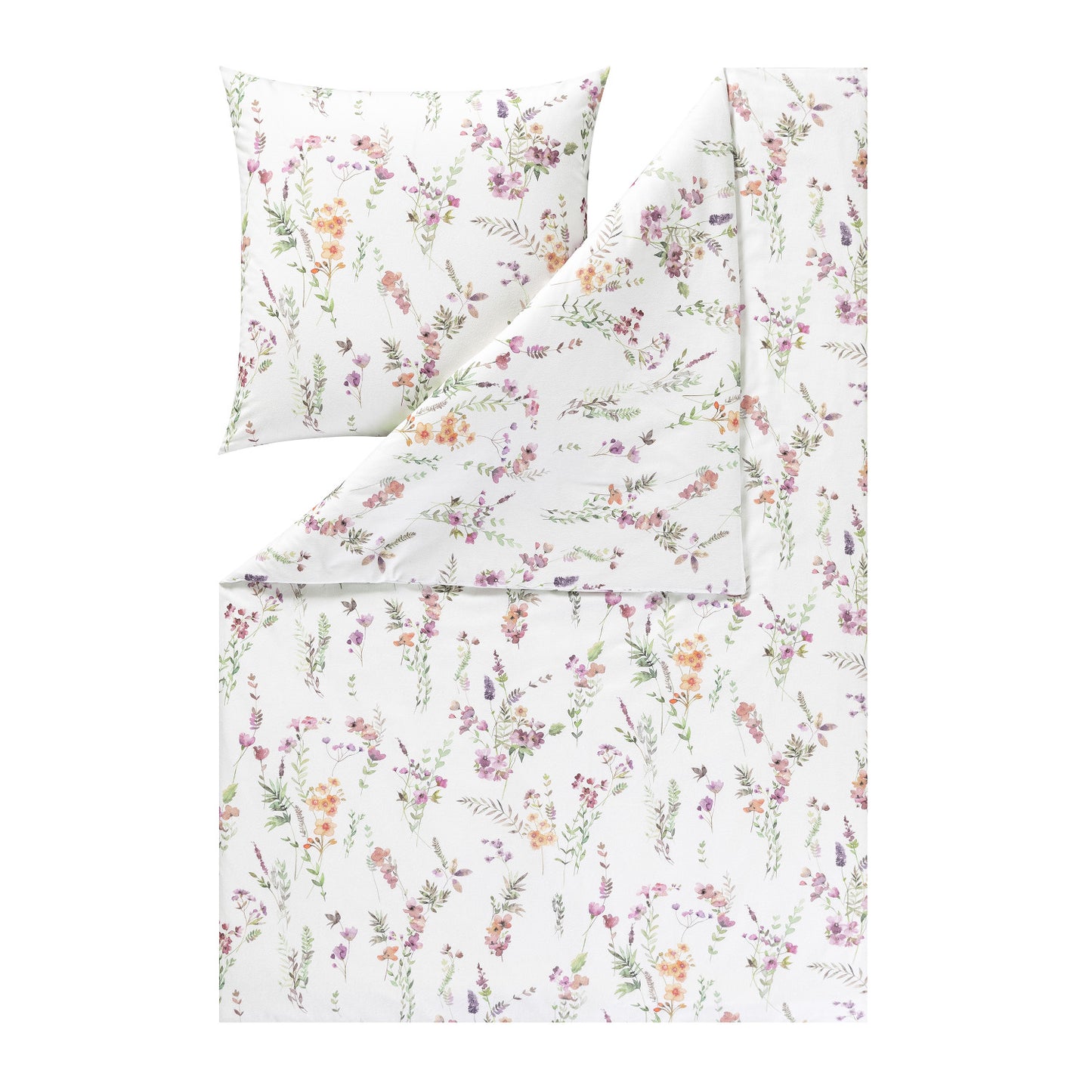 Estella Flanell Bettwäsche Millefleur 4471-985 Blume Rosa Lila 135x200