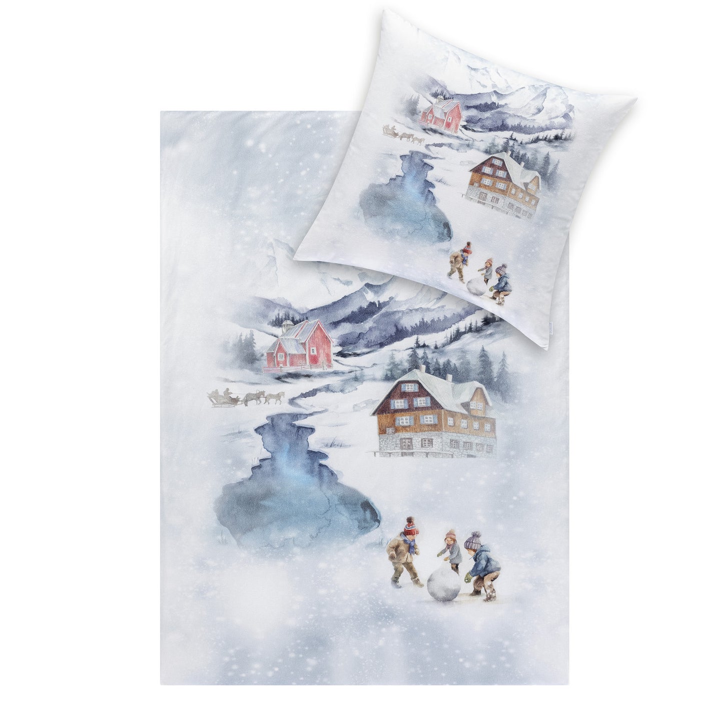 Estella Flanell Bettwäsche Mountain lake 4472-101 Winter Berge 135x200
