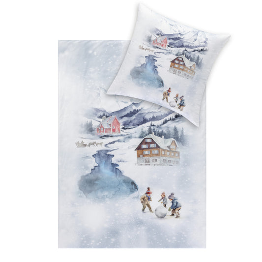 Estella Flanell Bettwäsche Mountain lake 4472-101 Winter Berge 135x200