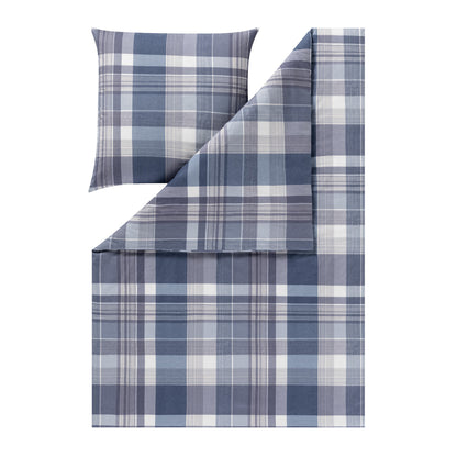 Estella Flanell Bettwäsche Ambros 4473-655 Kariert Navy Blau 135x200