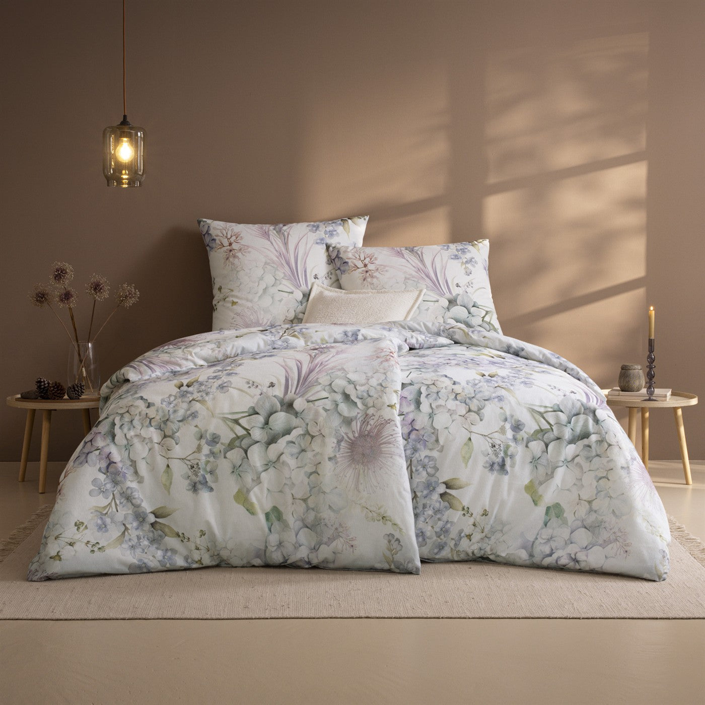 Estella Flanell Bettwäsche Winter Bloom 4476-820 Blüten silber 135x200