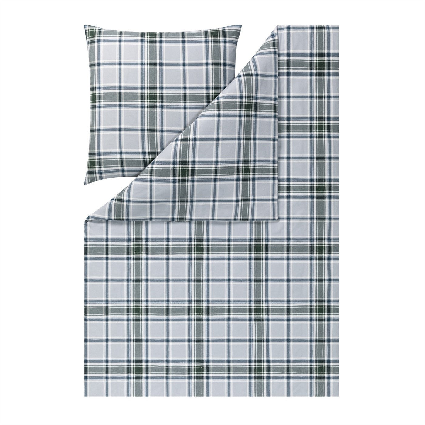 Estella Flanell Bettwäsche Celestia 4480-580 Kariert grau grün 155x220