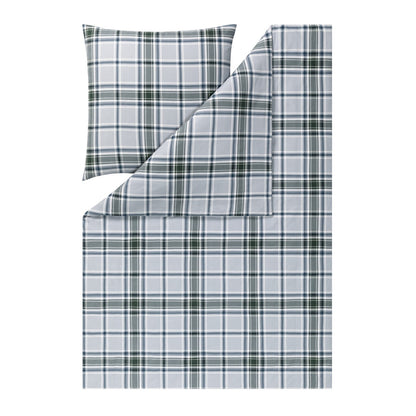 Estella Flanell Bettwäsche Celestia 4480-580 Kariert grau grün 155x220