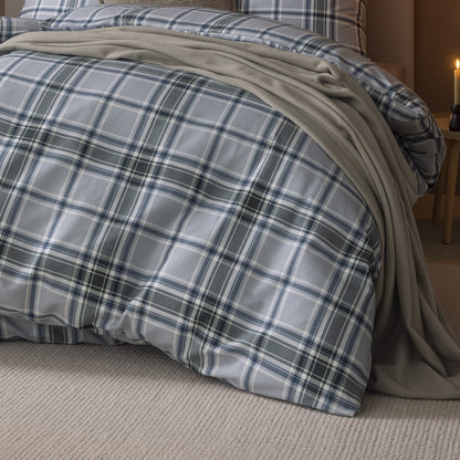 Estella Flanell Bettwäsche Celestia 4480-580 Kariert grau grün 155x220