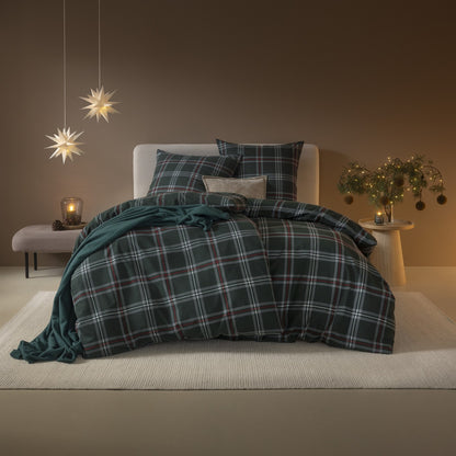 Estella Flanell Bettwäsche Harry 4481-580 kariert tannengrün 135x200