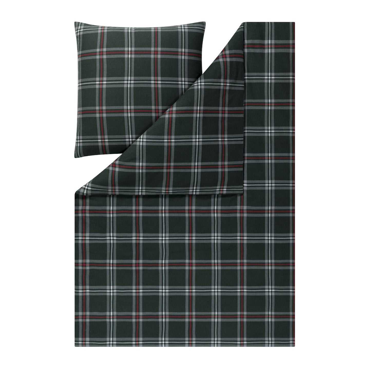 Estella Flanell Bettwäsche Harry 4481-580 kariert tannengrün 135x200