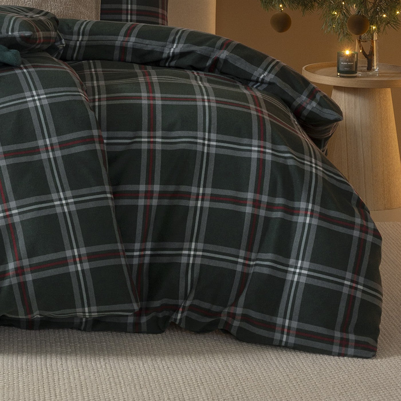 Estella Flanell Bettwäsche Harry 4481-580 kariert tannengrün 135x200