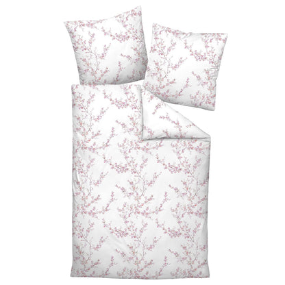 Janine Mako Satin Bettwäsche Milano 45104-01 Rosa Beere Blumen 135x200