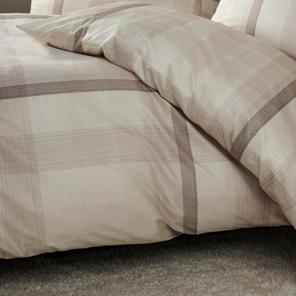 Janine Mako Satin Bettwäsche Milano 45112-07 Beige Kariert 135x20