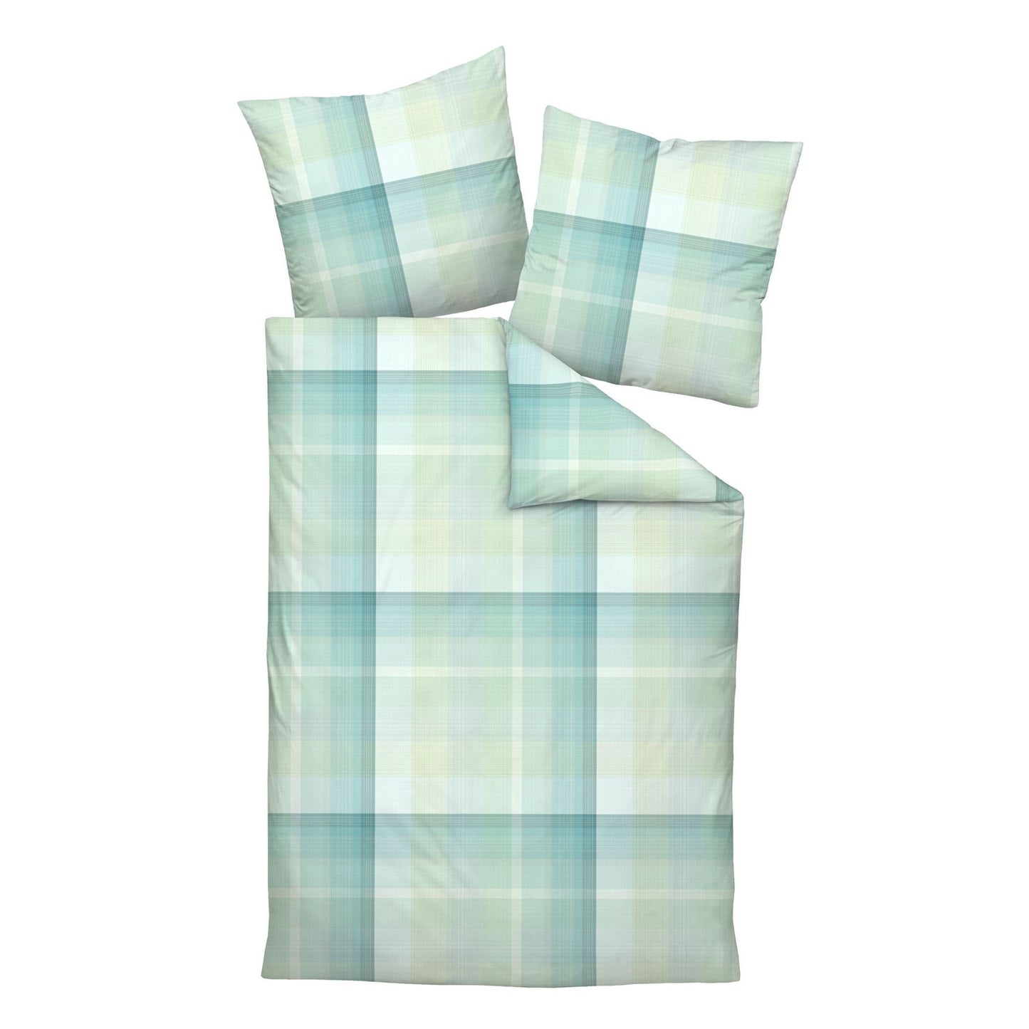 Janine Mako Satin Bettwäsche Milano 45112-06 grün kariert 135x200