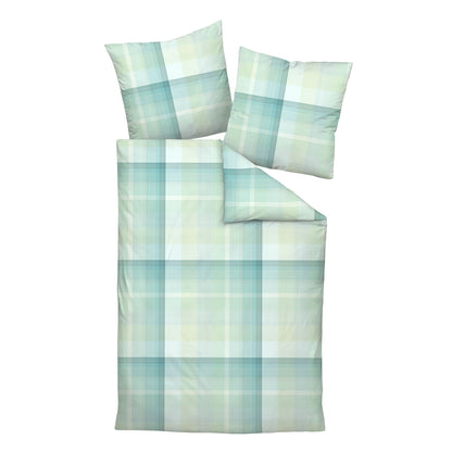 Janine Mako Satin Bettwäsche Milano 45112-06 grün kariert 135x200