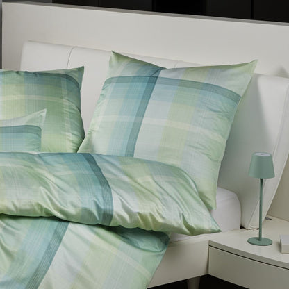 Janine Mako Satin Bettwäsche Milano 45112-06 grün kariert 135x200