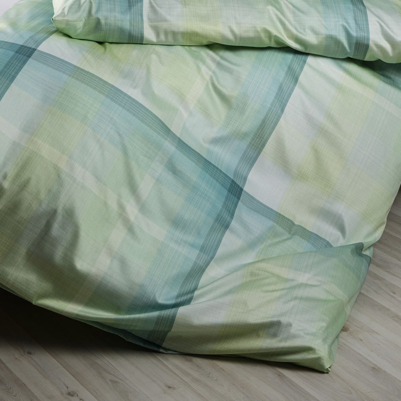 Janine Mako Satin Bettwäsche Milano 45112-06 grün kariert 135x200