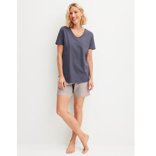 Calida Damen Shorty Pyjama Graphic Nights graystone 46056