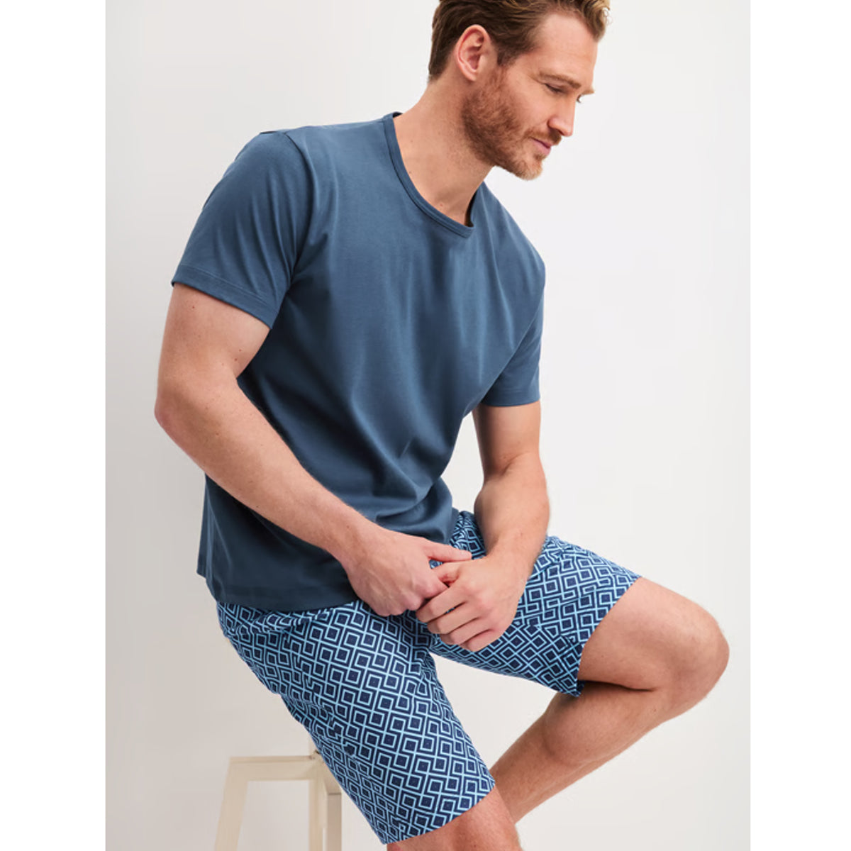 Calida Herren Kurz Pyjama Relax Streamline atlantic blue 46082