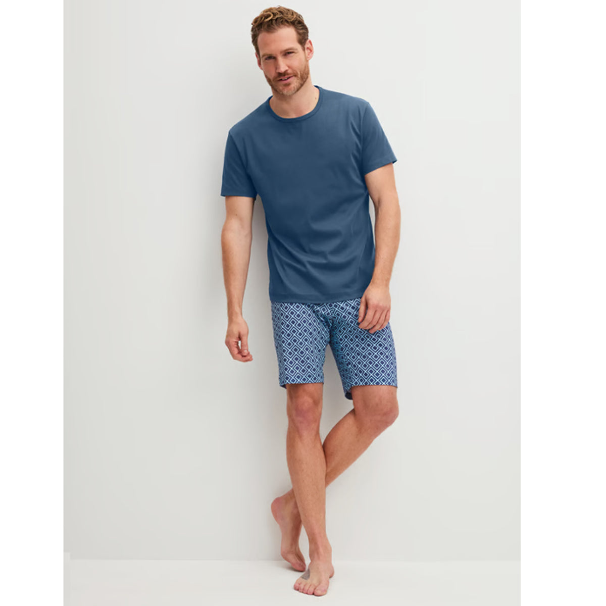Calida Herren Kurz Pyjama Relax Streamline atlantic blue 46082