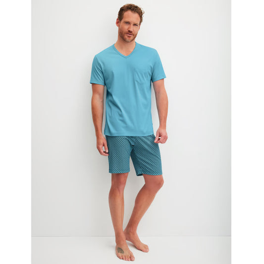 Calida Herren Kurz Pyjama Relax Streamline retro blue 46186
