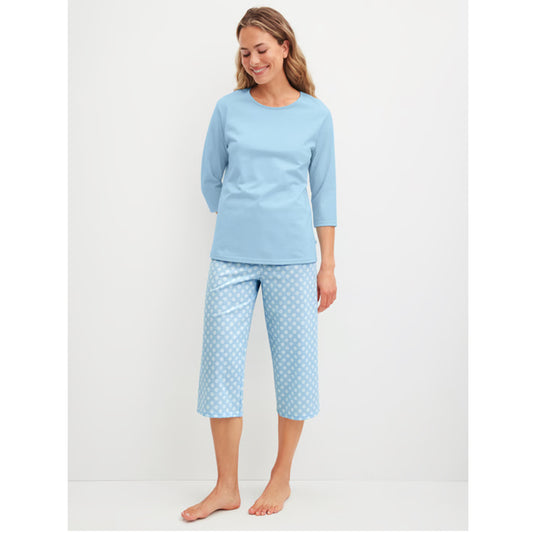 Calida Damen Pyjama 3/4 Lovely Nights cascade blue 46252