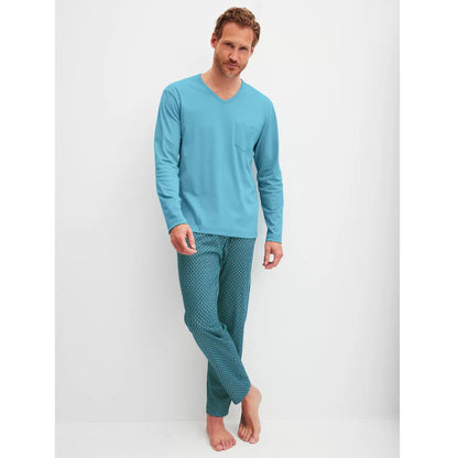 Calida Herren Pyjama lang Relax Streamline retro blue 46287