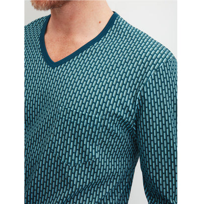 Calida Herren Pyjama lang Bündchen Relax Streamline deep petrol 46487