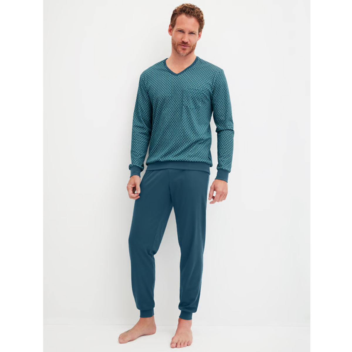Calida Herren Pyjama lang Bündchen Relax Streamline deep petrol 46487