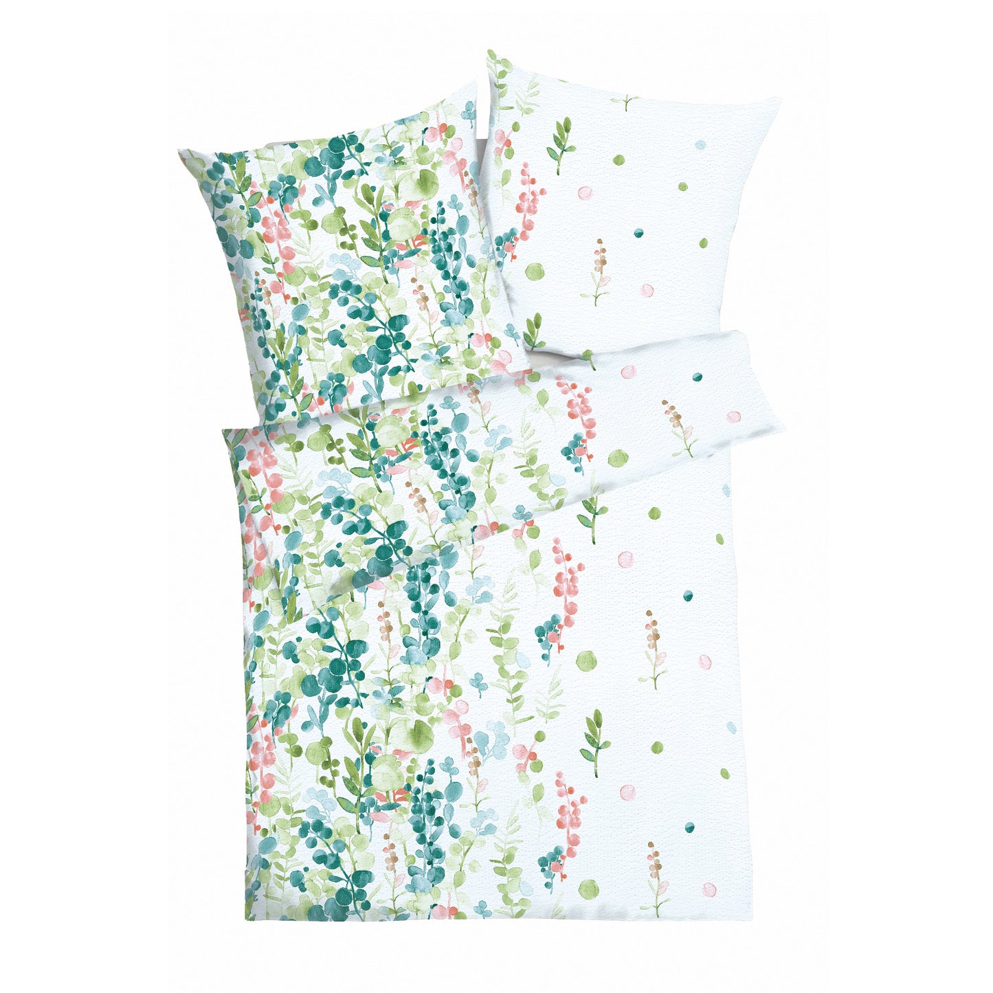 Bettwäsche Kaeppel Seersucker 466-03 Inaya Blätter aqua grün 135x200