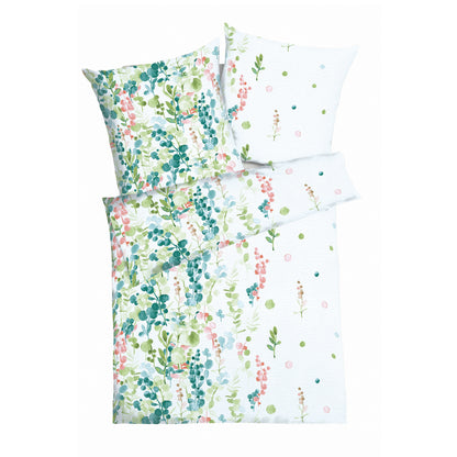 Bettwäsche Kaeppel Seersucker 466-03 Inaya Blätter aqua grün 135x200