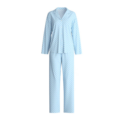 Calida Damen Pyjama Lovely Nights knöpfbar cascade blue 46954-545