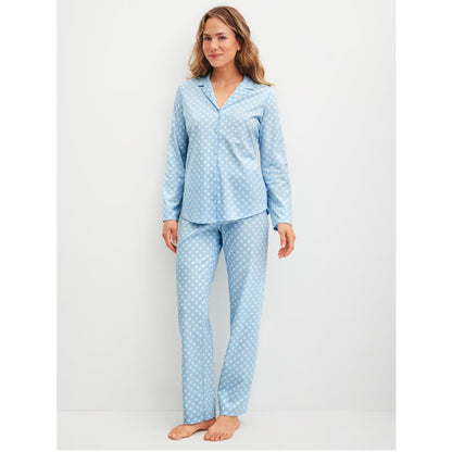 Calida Damen Pyjama Lovely Nights knöpfbar cascade blue 46954-545