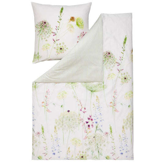 Estella Mako Satin Bettwäsche Meadow 4704-530 Blumen Streifen 135x200