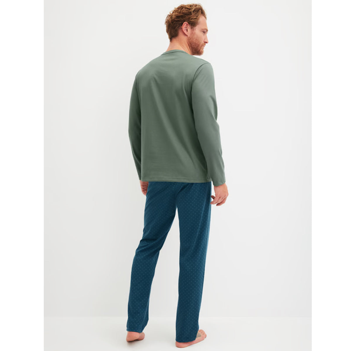 Calida Herren Pyjama lang Relax Imprint laurel green 47387